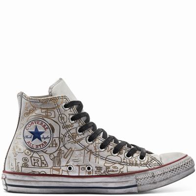 Converse Distressed Graffiti Chuck Taylor All Star - Naisten Matalavartiset Tennarit - Valkoinen